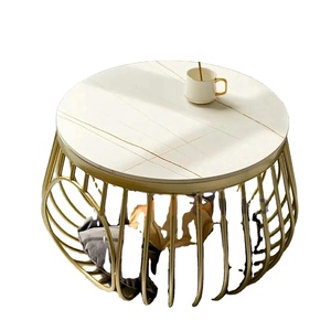 Venta caliente 2023 estilo europeo de lujo blanco Bianco Carrara mesa de mármol Interior mesa de centro redonda Italia Metal de piedra superior - Product Image 1