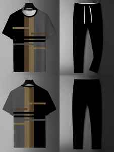 Nouveau survêtement élégant pour hommes, respirant, tendance, vêtements décontractés pour les activités de plein air, t-shirt et pantalon, logo personnalisé - Product Image 4