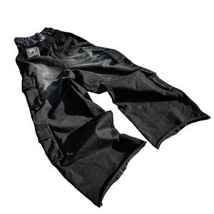 กางเกงสเวตแพนท์ปักลาย Y2K แบบกำหนดเอง ล้างสีแบบ Acid Wash ผ้าฝ้าย 100% ลายทางซ้อน กางเกงทรง Baggy สไตล์ Argo สำหรับผู้ชาย - Product Image 4