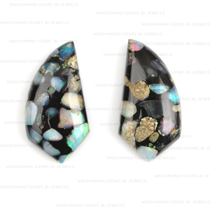 Venta al por mayor a granel 10x20mm forma elegante cuarzo negro Natural cobre largo parte posterior plana calibrado cabujón suministro de joyería suelta - Product Image 1