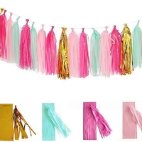 Guirlande de pompons en papier de soie coloré pour décoration de fête, bannière pour anniversaire, baby shower, mariage, célébration