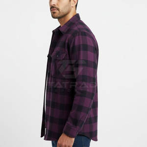 Camisa de Franela para Hombre Fabricada en Pakistán, Cierre de Botones, Corte Regular, Manga Larga, Ropa Casual, Color Sólido, Transpirable para Otoño - Product Image 4