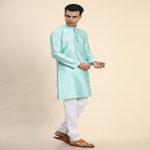 Pyjama Kurta de mode ethnique taille libre pour hommes indiens de superbe qualité, coupe droite, pour occasions de mariage, fournisseur indien - Product Image 2