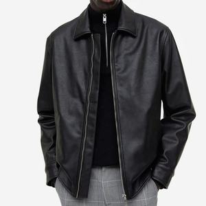 Veste en cuir synthétique douce sur mesure pour hommes, de haute qualité, tendance populaire, doublée, fermeture éclair, veste en cuir pour hommes, vente en gros d'usine - Product Image 2