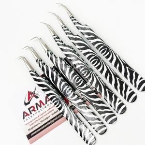 Venta caliente logotipo personalizado aislamiento de 45 grados agarre fuerte pinzas de extensión de pestañas Acero inoxidable recubierto de papel - Product Image 5