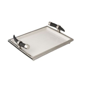 AG Metal Modern Party Food Serving Tray Gold Hammered <b>Mirror</b> Polish Stainless Steel Design Handle Royal <b>Tabletop</b> 100% Natural - Product Image 3
