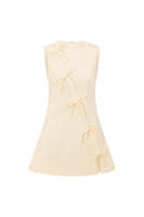Robe d'été sans manches 100 % coton, respirante, écologique, lavable, infroissable, longueur mini, style vintage, décontractée, coupe évasée, couleur unie