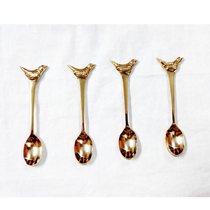 High Quality Hibiscus Brass <b>Coffee</b> Spoon Set of 4 Ripped Handle <b>Small</b> <b>Coffee</b> Spoon Set for Wholesale Price - Product Image 3