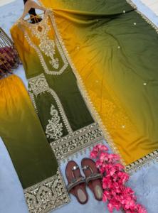 ชุดพาลาซโซทำจากผ้าไหมชินีออนสุดหรูพร้อมชุดชนเผ่าทันสมัยสำหรับงานรื่นเริงงานแต่งงานและงานปาร์ตี้ - Product Image 4