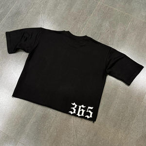 T-shirt court ample en coton 100% avec broderie usée personnalisée en usine, taille plus, t-shirts graphiques pour hommes - Product Image 5