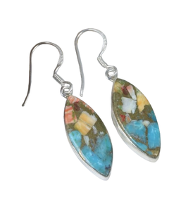 หอยนางรมทองแดงเทอร์ควอยซ์925เงินสเตอร์ลิงตะขอเกี่ยวต่างหู December birthstone ทำด้วยมือการออกแบบเป็นของขวัญสำหรับปาร์ตี้สำหรับเธอ - Product Image 1