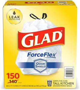 Sacs poubelle Glad Forceflex Tall Kitchen, 13 gallons, en plastique épais, transparent, biodégradable, recyclable, avec cordon de serrage, anti-odeurs (150 - Product Image 2