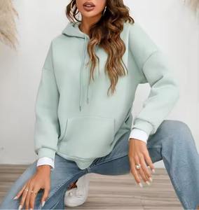 Sweat-shirt à capuche pour femme, personnalisé avec logo OEM, en coton 100% tissé, chaud, avec logo imprimé sur le devant, coupe oversize, idéal pour l'été - Product Image 1