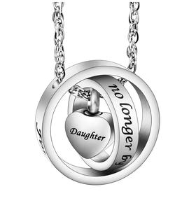 Daughter Urn Necklace for Ashes No Longer by My Side Forever in My <b>Heart</b> Carved <b>Locket</b> Cremated Ashes Necklace Custom Size - Product Image 1