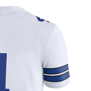 Camiseta de Fútbol Americano Blanca con Cuello en V, Secado Rápido, Transpirable, de Poliéster, Uniforme de Equipo, Impresión Digital, Logotipo Personalizado, Manga Corta - Product Image 6