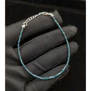 Blue Diamond <b>Bracelet</b> with Faceted Tube Beads Charm or <b>Bangles</b> with Zircon Amethyst Quartz Pearl Agate Stones - Product Image 5