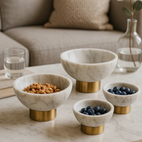 Ensemble de bols de service en marbre de luxe avec base dorée, faits à la main et personnalisables pour le Ramadan et les mariages, décoration moderne pour la cuisine et la maison