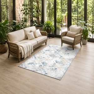 Tapis DEPOT LXDP-0867 – Tapis d'appoint moderne vintage en chenille, imprimé numériquement, lavable en machine, antidérapant, couleur crème ivoire – Vente en gros - Product Image 6