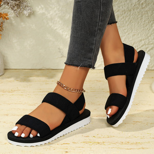 Sandalias de Plataforma para Mujer, con Doble Correa, Punta Abierta, Casuales de Verano, para Exteriores, Parte Superior de Cuero Genuino, Antideslizantes - Product Image 2