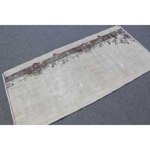 Tapis turc vintage 2,8 x 5,9 pieds, tapis d'appoint, tapis Ikat blanc - Product Image 2