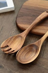 Ensemble d'ustensiles de cuisine en bois massif naturel Cuillères antiadhésives en bois pour la cuisson - Product Image 4