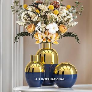 Vase à fleurs en or luxueux et orné de style nordique, moderne, nouveau, populaire, en métal, pour la décoration de table, ornement de maison pour les occasions de mariage - Product Image 5