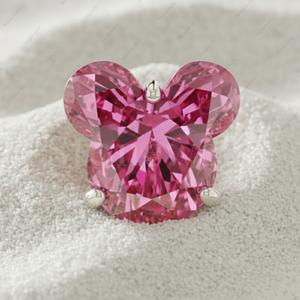 Pendientes de Botón de Plata de Ley 925 Chapados en Oro Fino con Diamante Cultivado en Laboratorio de 3.0ct, Color Rosa Fantasía, Claridad VVS VS, Certificado GIA IGI, Diseño Mickey Mouse, Regalo - Product Image 2
