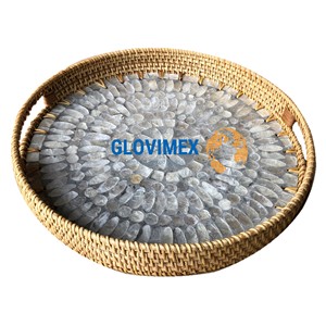 Meilleure nouvelle collection de plateaux à bougies en bambou et rotin pour servir des plateaux de rangement décorations naturelles personnalisées pour la maison - Product Image 1