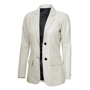 Chaqueta Blazer de Piel de Oveja Genuina para Mujer, Estilo Elegante y Moderno, Estilo Motociclista, Tinte Liso, Cierre Cruzado, Resistente al Viento y Transpirable - Product Image 4