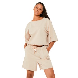 Collection d'été en gros : Ensemble short et chemise 100 % coton respirant à séchage rapide, motif uni, confortable et décontracté pour femme – Meilleures ventes - Product Image 1