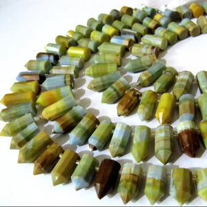 Natural Boulder Opal Briolette lápiz facetado forma de bala 0,5 a 1 pulgada cuentas largas hebra 8 pulgadas de largo - Product Image 1