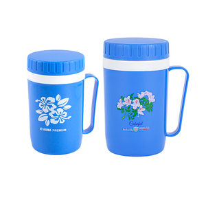 Insulated 500ml Plastic Water Mug with Handle Screw Lid Floral Print Thermal Tumbler School Office Home Kitchen Tableware - Product Image 5