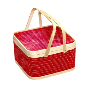 Panier-cadeau en bambou le plus vendu avec couvercle et 2 poignées, couleur personnalisée disponible, artisanat en osier, artisanat vietnamien - Product Image 1