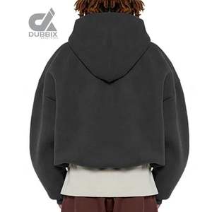 Sweat à capuche zippé personnalisé unisexe Boxy Zipper Blanks 400 Gsm sweat à capuche 100% coton lourd polaire recadrée hommes sweats à capuche zippés pour hommes - Product Image 3