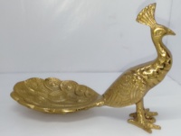 Sculpture moderne d'oiseau de paon d'or Design Art déco Animal sculpté artisanal en aluminium pour la décoration intérieure pour le salon salle à manger