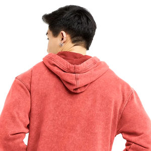 Vente en gros 2024 sweats à capuche délavés à l'acide pour hommes 100% coton lourd respirant confortable couleur unie grande taille - Product Image 5