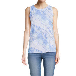 Camiseta sin mangas de cuello redondo para niña, 100% algodón, de secado rápido, con diseño personalizado y estampado tie-dye, para entrenamiento, precio al por mayor. - Product Image 4