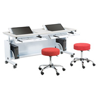VersaDesk Revolution Bureau debout moderne Blanc/Cerise Hauteur réglable Fonction pliable pour la maison Bureau École Utilisation extérieure