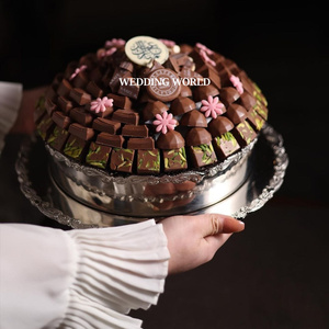 Soporte de chocolate de metal de dos niveles, cuenco dulce de diseñador hecho a mano niquelado, último diseño de tendencia, cuenco de chocolate de Ramadán - Product Image 3