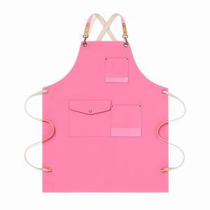 Tablier de cuisine en cuir avec tissu en toile, plusieurs compartiments de rangement, fermeture à pression unisexe pour restaurant et bar - Product Image 1