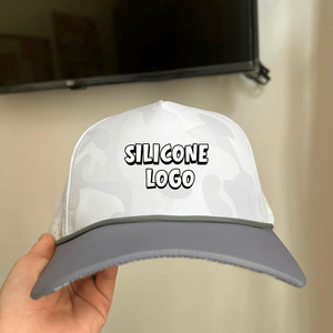 Poly chapeau imperméable Logo personnalisé camouflage casquettes de Baseball en caoutchouc PVC Patch bord incurvé coupe au Laser trou Sport Golf chapeaux avec corde - Product Image 4