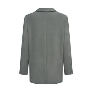 Petrichor femmes été haute couture Blazer col en v décontracté Polyester costume simple bouton fermeture tissé non tissé laine tissu - Product Image 6