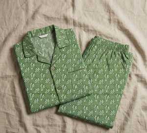 Conjunto de Pijama de Algodón 100% Puro para Mujer, Tejido en India, Cuello en V, Manga Larga, Estampado Floral, Reversible, Casual, Térmico para Invierno/Verano - Product Image 5