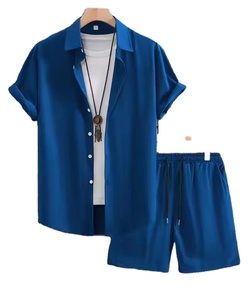 Camiseta de hombre de color sólido de alta calidad y traje corto/camiseta de manga corta de verano de 2 piezas para hombre con logotipo personalizado - Product Image 2