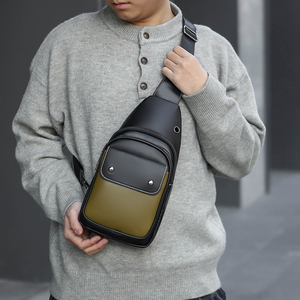 Sac de poitrine minimaliste pour homme, sac à bandoulière en microfibre, cuir synthétique, fermeture éclair, imperméable, usage quotidien, toutes saisons - Product Image 5