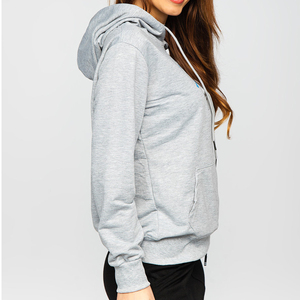 Vente en gros de vêtements de sport à manches longues en coton pour femmes, sweat-shirt tricoté avec logo personnalisé, sweats à capuche pour dames - Product Image 3