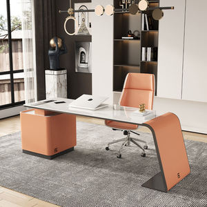 โต๊ะทำงานผู้บริหาร CEO รุ่น ML Modern Ergonomic ดีไซน์ทันสมัยอเนกประสงค์ สำหรับสำนักงานที่บ้าน โครงไม้ หน้าโต๊ะเซรามิก/กระจก ประกอบสำเร็จ แข็งแรงทนทาน - Product Image 2