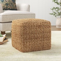 Tabouret fonctionnel en herbe de mer, chaise pour salon, salle d'entrée, siège, pouf tissé à la main en fibre d'herbe de mer