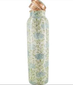 Botella de agua de cobre puro de 1000ml con tapa Cosechando beneficios ayurvédicos Copperware fácil de usar - Product Image 3