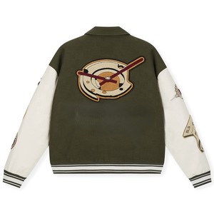 แจ็กเก็ตเบสบอลปักลายกำมะหยี่ไม่มีลายสำหรับผู้ชายเสื้อแจ็กเก็ตเบสบอลสำหรับนักศึกษามหาวิทยาลัยแฟชั่นโอเวอร์ไซส์ - Product Image 2